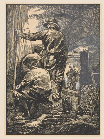 Vier Arbeiter am Wasser von Johannes Josephus Aarts