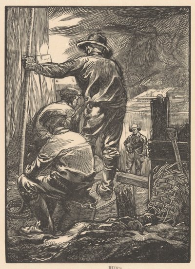 Vier Arbeiter am Wasser von Johannes Josephus Aarts