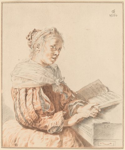 Junges Mädchen am Klavier, 1767 von Johannes Kornlein
