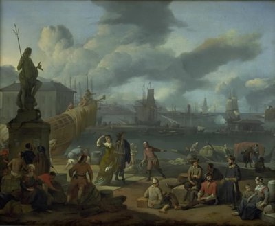 Südlicher Hafen zwischen Felsen von Johannes Lingelbach