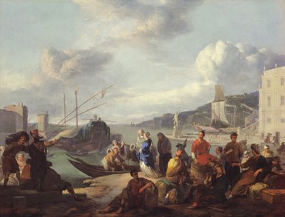 Blick auf einen Hafen, 1666 von Johannes Lingelbach