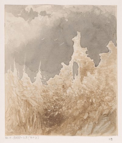 Ruine zwischen Bäumen von Johannes Tavenraat (signed by artist)