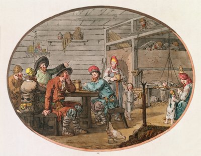 Russische Bauernhütte, 1798 von John Augustus Atkinson