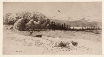 Schafe im Schnee von John Austin Sands Monks