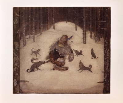 John Bauer, Troll und Wölfe von John Bauer