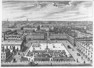 Covent Garden, um 1720 von John Bowles