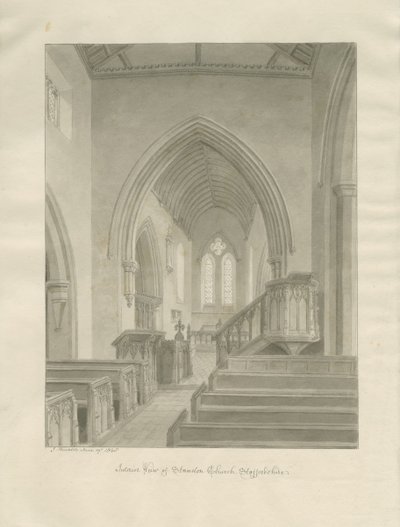 Innenraum der Standon Kirche von John Buckler