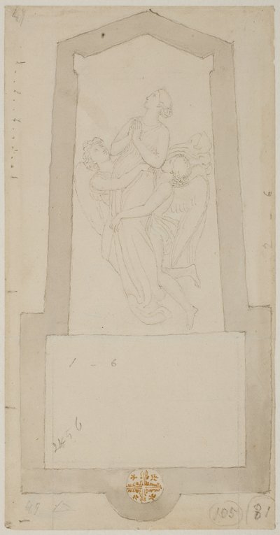 Ein verstorbener Geist, von zwei Engeln emporgehoben von John Flaxman