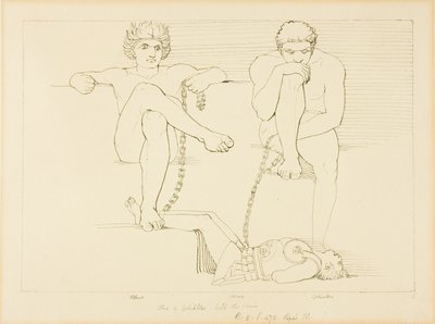 Othus und Ephialtes halten Ares gefangen von John Flaxman