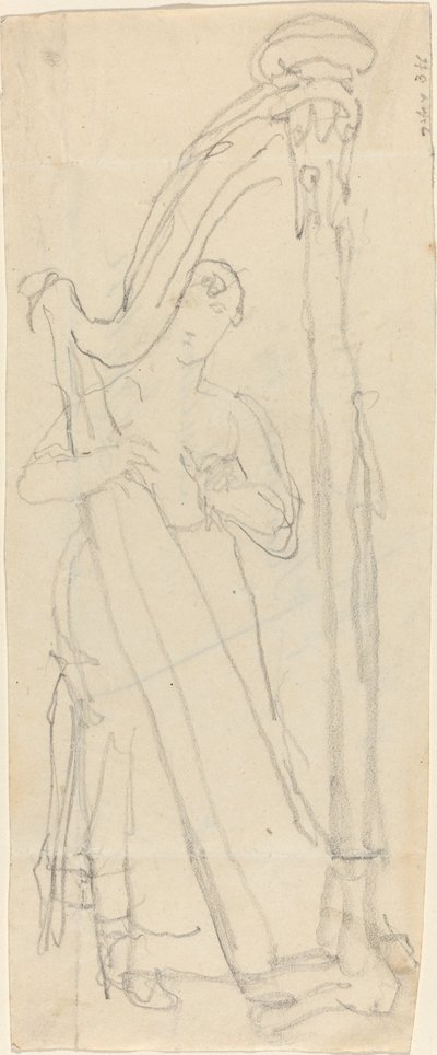 Frau spielt eine Harfe (Lavinia Banks?) von John Flaxman