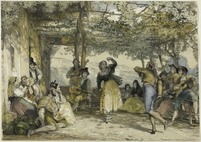 Spanische Bauern tanzen den Bolero von John Frederick Lewis