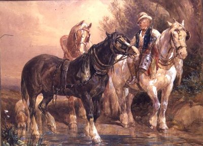Junge und Kaltblutpferde von John Frederick Tayler