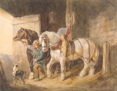 Stallbursche mit Kaltblutpferden von John Frederick Tayler