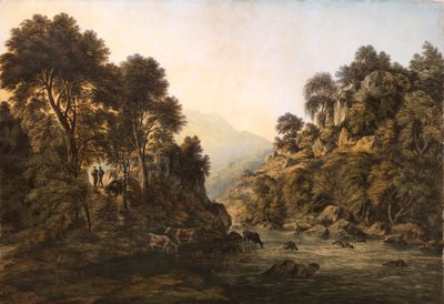 Rinder am Flussufer von John Glover