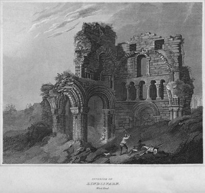 Innenansicht von Lindisfarne. Westende, 1814 von John Greig
