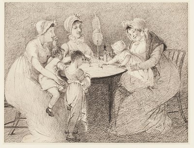Ein Kinderspiel mit Spinnrad, 1807 von John Harden
