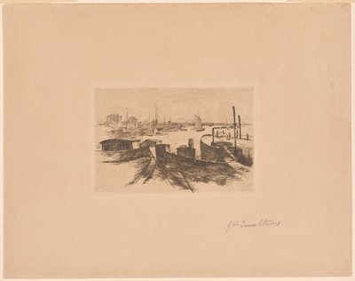 Hafen mit Lastkähnen von John Henry Twachtman