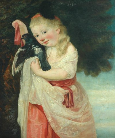 Mädchen mit einem Vogel von John Hoppner