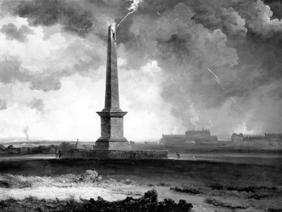 Nelsons Denkmal vom Blitz getroffen, c.1810 von John Knox