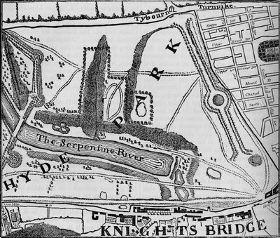 Karte von Hyde Park, London, 1748-1878 von John Pine