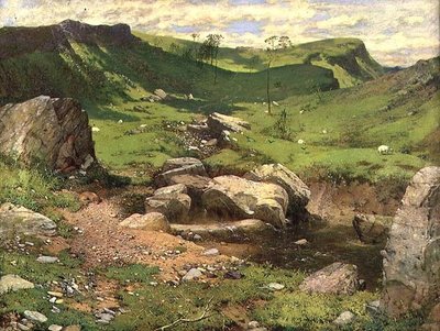 Ein felsiger Bach in einer bergigen Landschaft von John Ritchie