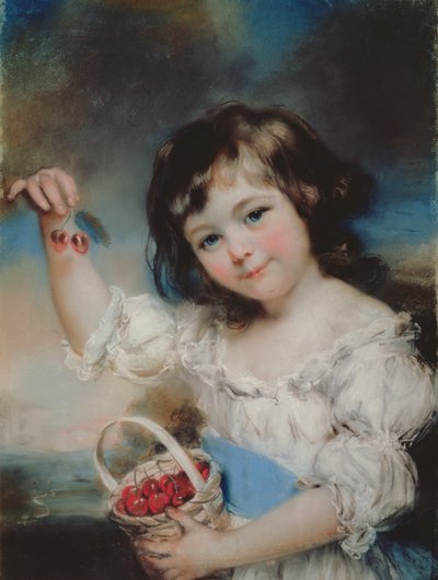 Kleines Mädchen mit Kirschen von John Russell
