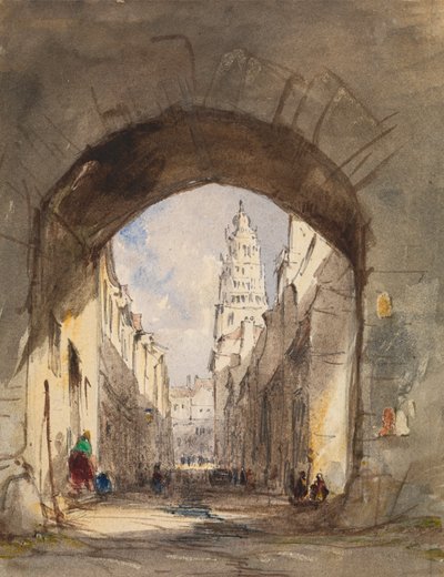 Straßenszene in Calais von John Scarlett Davis