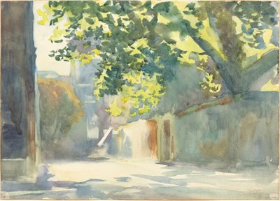 Sonnenbeschienene Wand unter einem Baum von John Singer Sargent