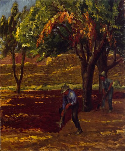Männer im Garten von John French Sloan