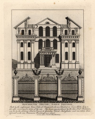 Monmouth House, Soho Square, abgerissen 1773 von John Thomas Smith