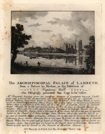 Ansicht des Lambeth Palace, London von John Thomas Smith