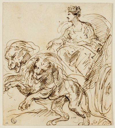Kybele auf einem von Löwen gezogenen Wagen von John Vanderbank