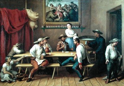 Innenraum eines Gasthauses von Jose Agustin Arrieta