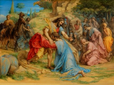 Jakob und Esau versöhnen sich von Josef Johann Michel