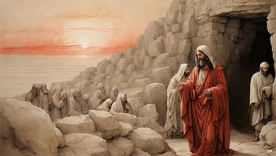 Jesus erweckt Lazarus vom Tode von Josef Johann Michel