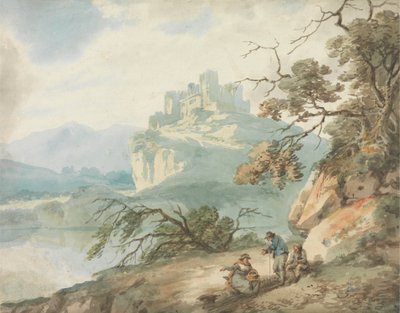 Schloss und Figuren in einer Landschaft von Joseph Barber