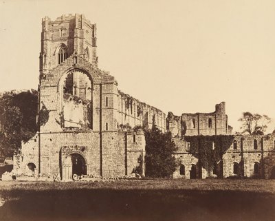 Fountains Abbey. Allgemeine Westfront, 1850er von Joseph Cundall