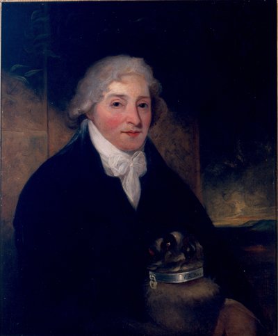 Venanzio Rauzzini mit seinem Hund, Turk, ca. 1795 von Joseph Hutchison