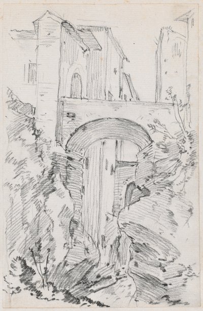 Eine hohe Brücke in Tivoli von Joseph Marie Vien