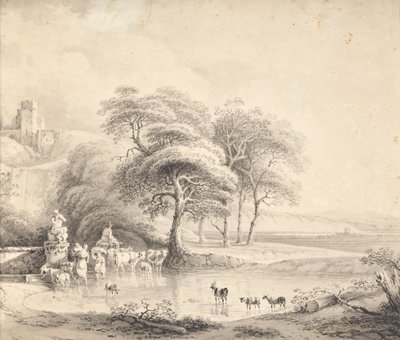 Landschaft mit Furt von Joseph Mössmer