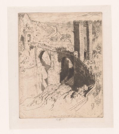Brücke von Alcántara, Toledo von Joseph Pennell (signed by artist)
