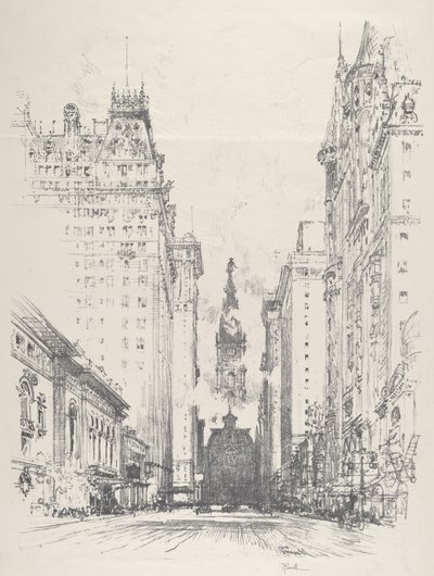 Blick auf die Broad Street von der Spruce Street von Joseph Pennell