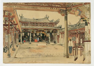 Hof eines chinesischen Tempels in Singapur von Joseph Selleny