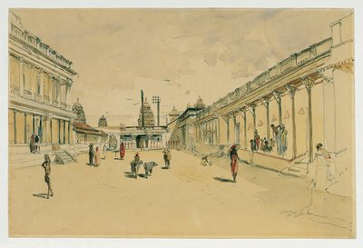 Straße in Madras mit einem Tempel von Joseph Selleny
