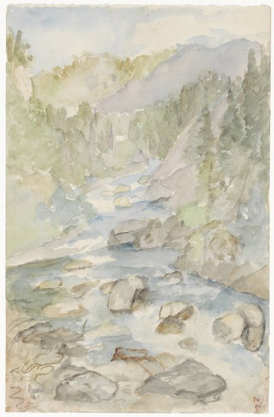 Berglandschaft mit Bach von Jozef Israëls