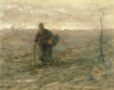 Alte Frau auf der Heide von Jozef Israëls