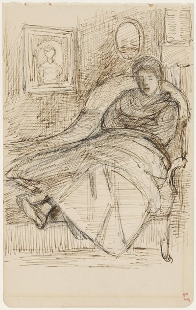 Schlummernde Frau auf einem Sofa von Jozef Israëls