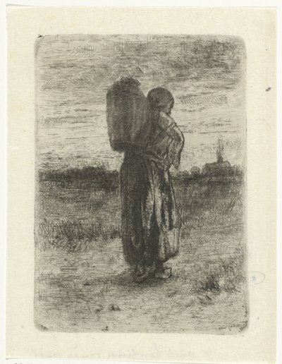Frau mit einem Korb auf dem Rücken von Jozef Israëls
