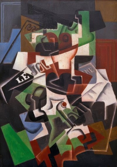 Obstschale, Pfeife und Zeitung von Juan Gris