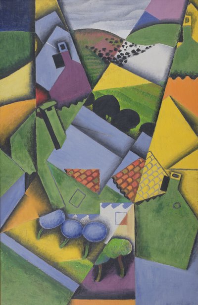 Landschaft und Häuser in Ceret von Juan Gris